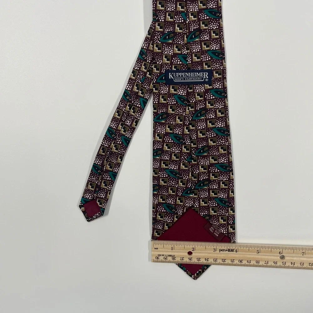 Kuppenheimer Burgundy Geometric Silk Necktie Mens OSFA